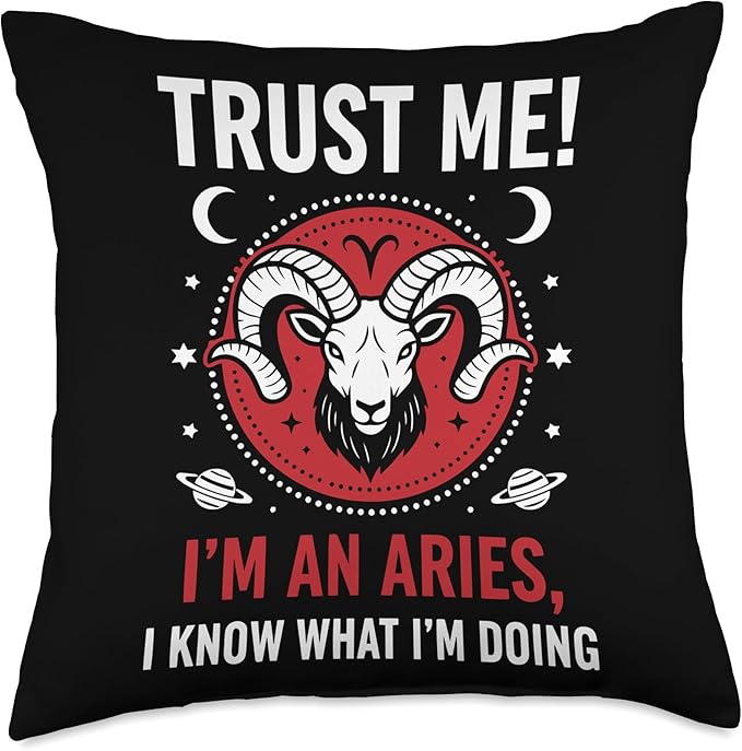 Aries Sign Ram Zodiac Funny Astrology Horoscope Throw Pillow