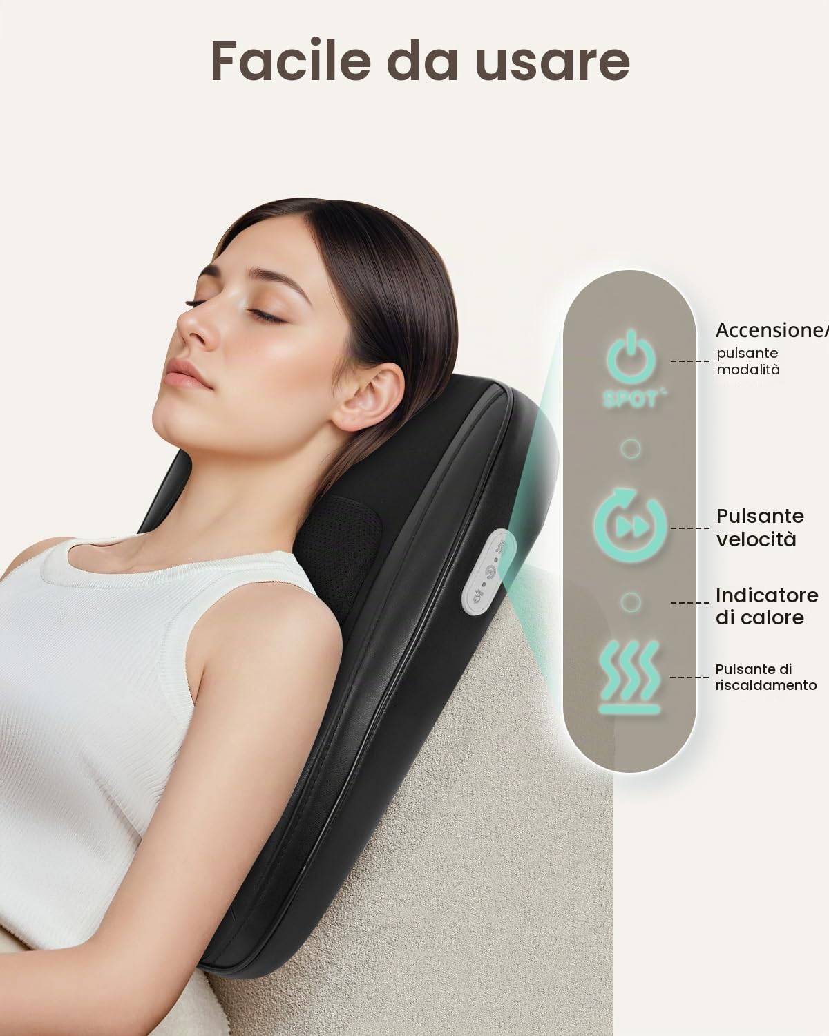 Snailax Massaggiatore per schiena con calore, shiatsu massaggiatore schiena e collo per alleviare il dolore, cuscino per massaggio dei tessuti profondi con impastamento 4D, regali per uomini e donne
