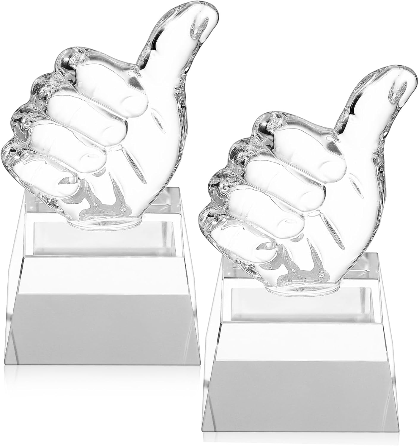GALPADA 2Pcs Crystal Thumb Up Trophy Award Elegant Hand Gesture Statues for Winner Recognition Classroom Awards Decorative Accents High Clarity Trophy Decor