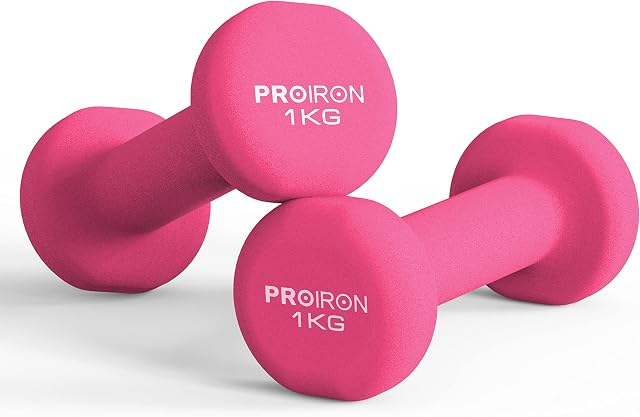 PROIRON Neoprene Dumbbell Home Exercise for Ladies Kids Arm Hand Weights Pilates Dumbbells in 1kg 1.5kg 2kg 3kg 4kg 5kg 6kg 8kg 10kg Pair