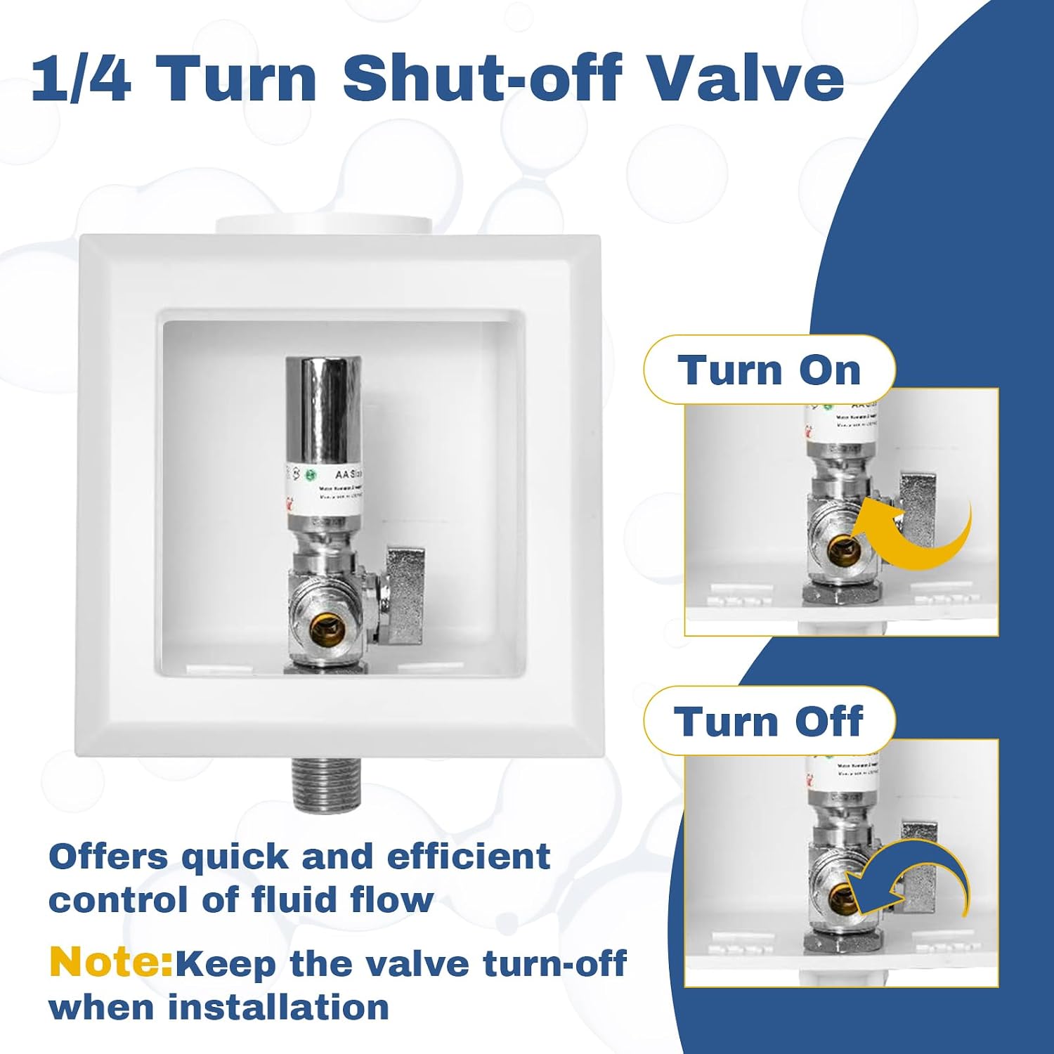 (1 Pack) GUOFIS Dishwasher Outlet Box with 1/4-Turn Ball Valve,1/2-Inch Male Thread Connection Inlet with Copper Water Hammer Arrestor