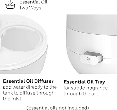 Honeywell Ultra Glow Humidifier and Essential Oil Diffuser, Filter Free Cool Mist Humidifier for Bedroom with Color Changing Tank Light