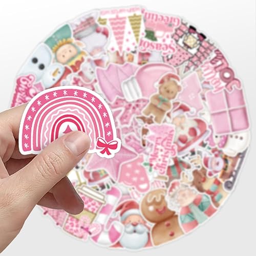 Miniatura 2 de 50 calcomanías de grafiti rosa de Navidad, tazas de agua, calcomanías de decoración de equipaje de computadora, calcomanías impermeables para tienda
