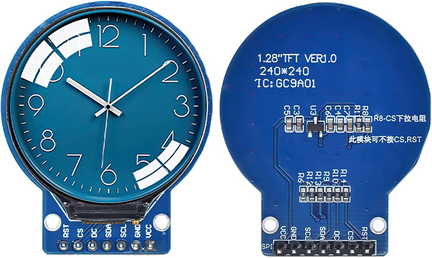 1.28 inch Round HD TFT LCD ISP Display Module for Smartwatch/Digital Watch, 240x240 RGB Driver, 4-Wire SPI Interface Adapter 240x240 Screen PCB Board for Arduino, Embedded GC9A01 Driver