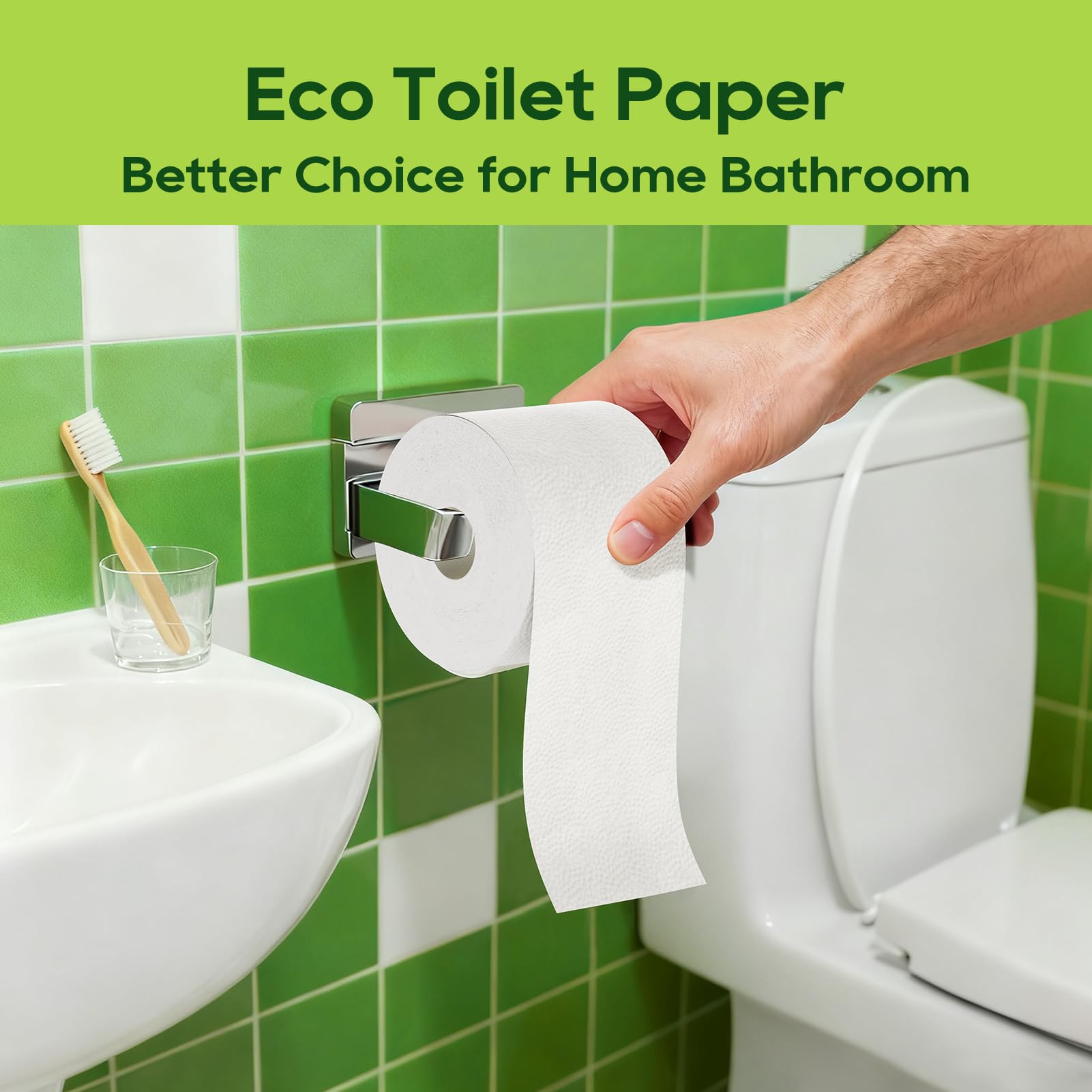 ECOLipak Carta igienica in bambù, carta igienica settica sicura, 24 rotoli doppi, 320 fogli per rotolo, senza alberi, atossica, a 2 strati, morbida e assorbente, carta ecologica senza coloranti