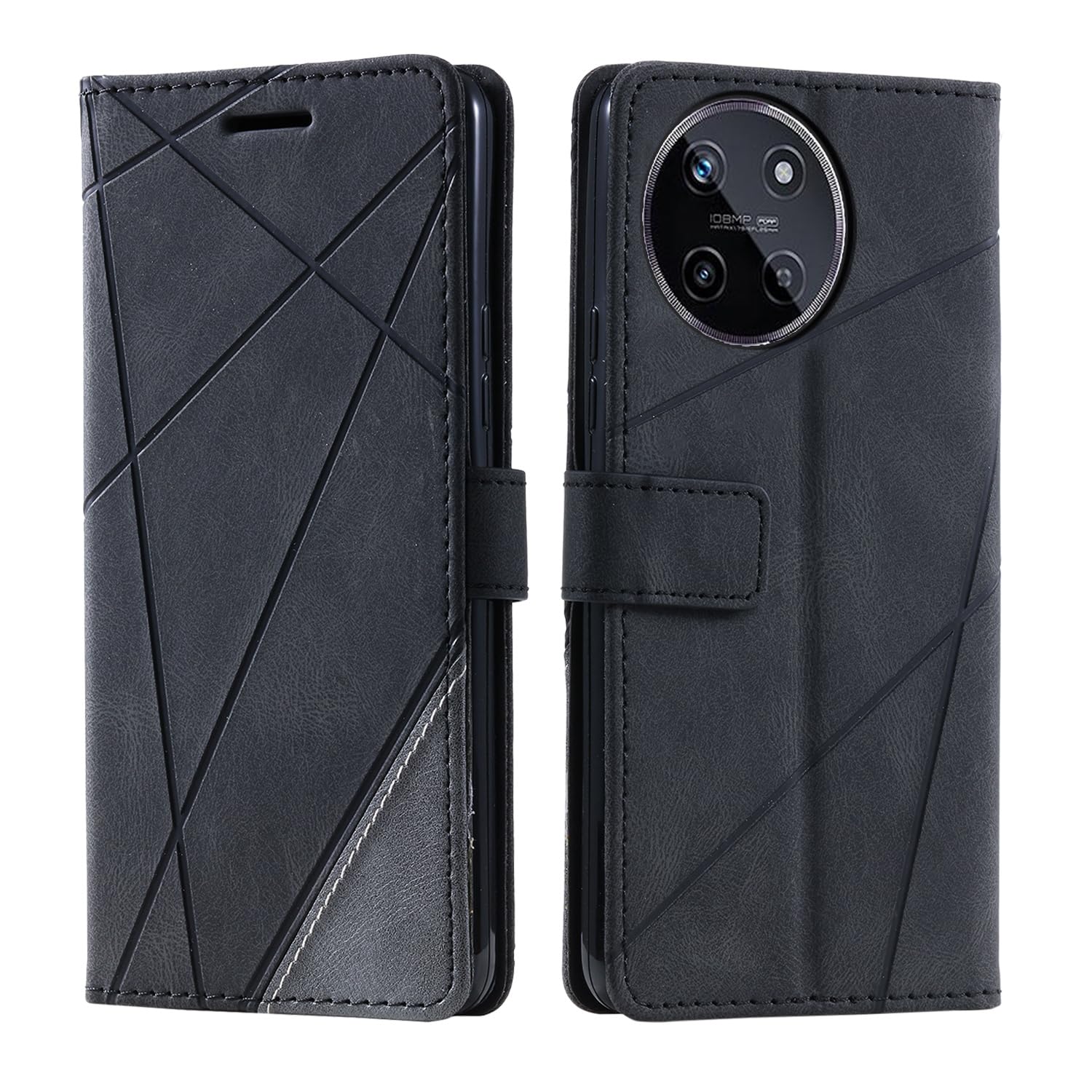 Kukoufey Compatible with OnePlus Ace 2 Case Cover,Compatible with OnePlus 11R 5G CPH2487 Case Flip Pu Leather Cover Black