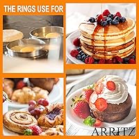 Vista 5 de Anillos ingleses para magdalenas de 3.15 pulgadas, 6 anillos de acero inoxidable de doble enrollado para cocinar moldes de magdalenas inglesas