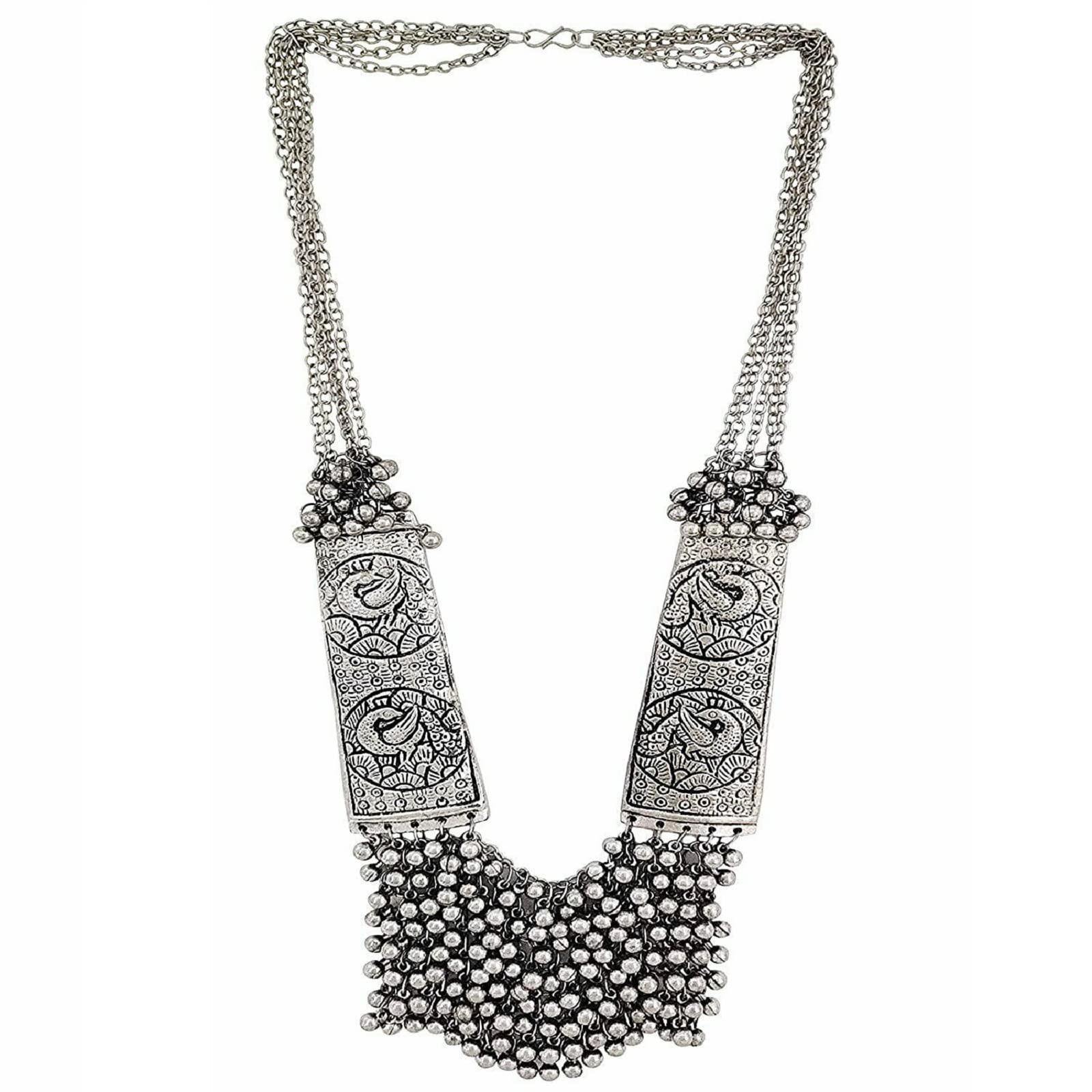 Long Necklace for Women Stylish German Oxidised Traditional Pendant Ghungroo Beads and Peacock Detailing Designer Necklace Jewellery (B09RMSSZ6Z) Amazon Price History, Amazon Price Tracker
