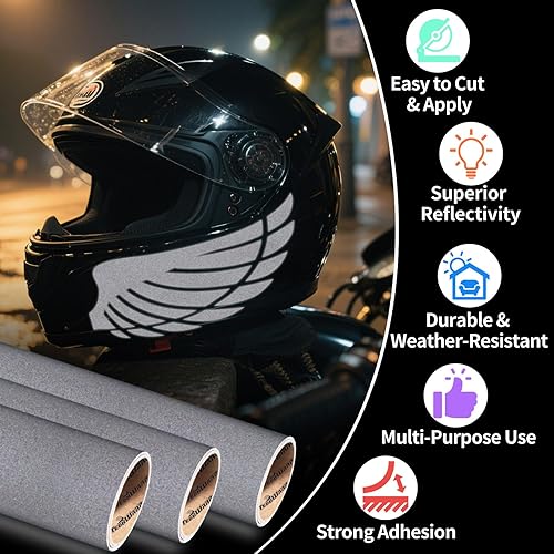 Vista 11 de TECKWRAP Vinilo adhesivo cromado reflectante plateado para manualidades, calcomanías, bicicletas, motocicletas, cascos, buzón, cinta reflectante, 1