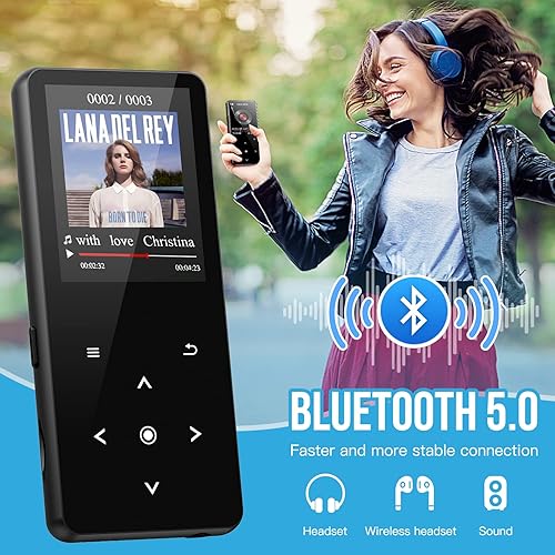 Miniatura 3 de Reproductor de MP3 de 32 GB con Bluetooth 5.3, reproductor de música con altavoz HD integrado para niños, MP3, radio FM, grabadora de voz, libro