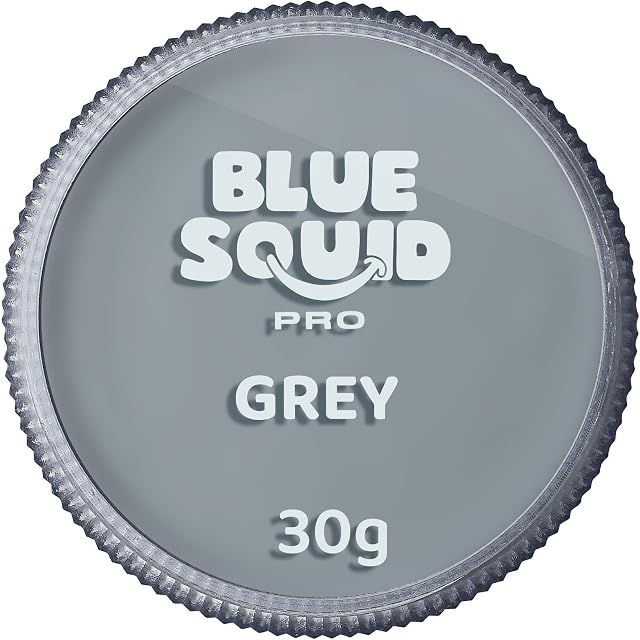 Blue Squid PRO Face Paint - Classic Grey (30g), profesjonalne pojedyncze ciasto na bazie wody, produkty do makijażu twarzy i ciała dla dorosłych, chłopców i dzieci