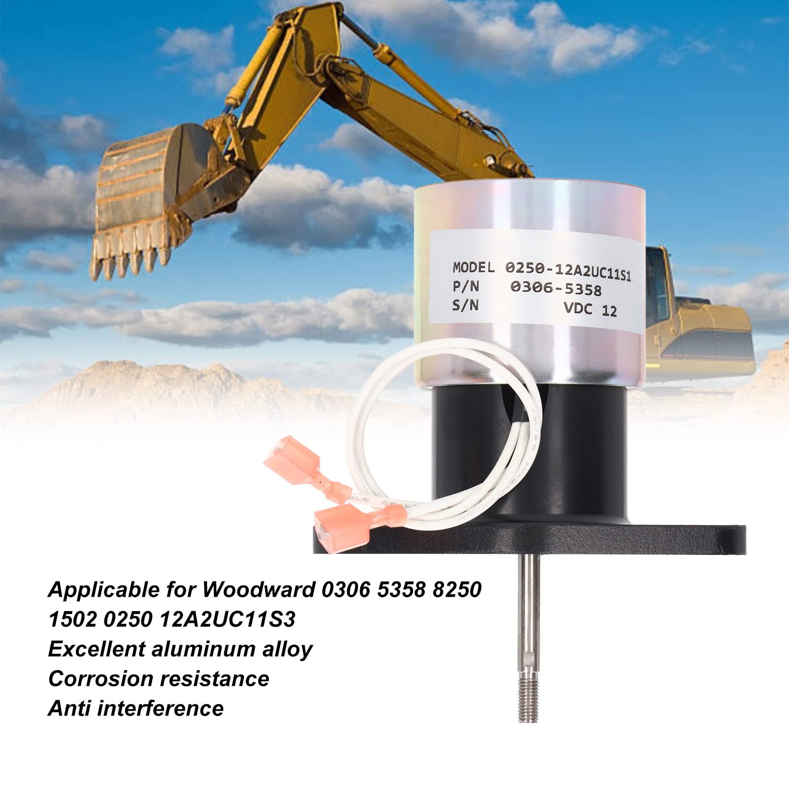 Absperr-Stopp-Magnetventil, Langlebiger und Zuverlässiger Baggerantrieb für Woodward 0306 5358 8250 1502 12 VDC, 1 Einheit