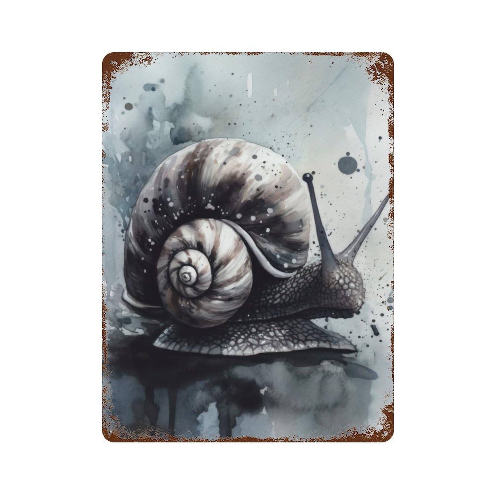 Snail Slow And Steady 15.7"x11.8" Vintage Rust Metal Sign, Shabby Chic Decor for Garage, Bar And Workshop Decor