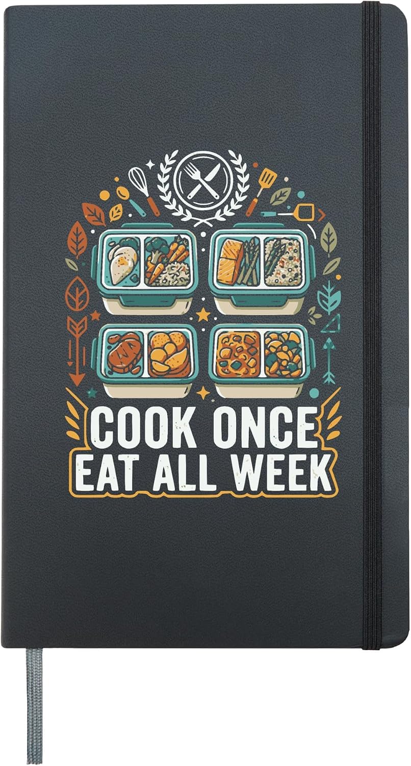 Meal Prep Life Food Prepping Meal Preparation Hardcover Journal, Black