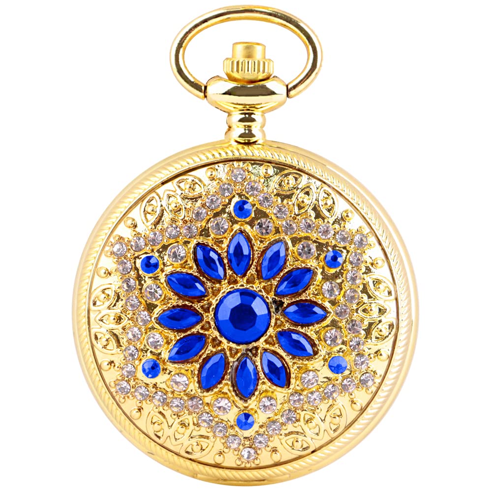 Tiong Exquisite Round Quartz Pocket Watch Girls Women Best Giftsfor Valentines Day, XH002-gold blue, vintage (B09TDXMJJL) Amazon Price History, Amazon Price Tracker