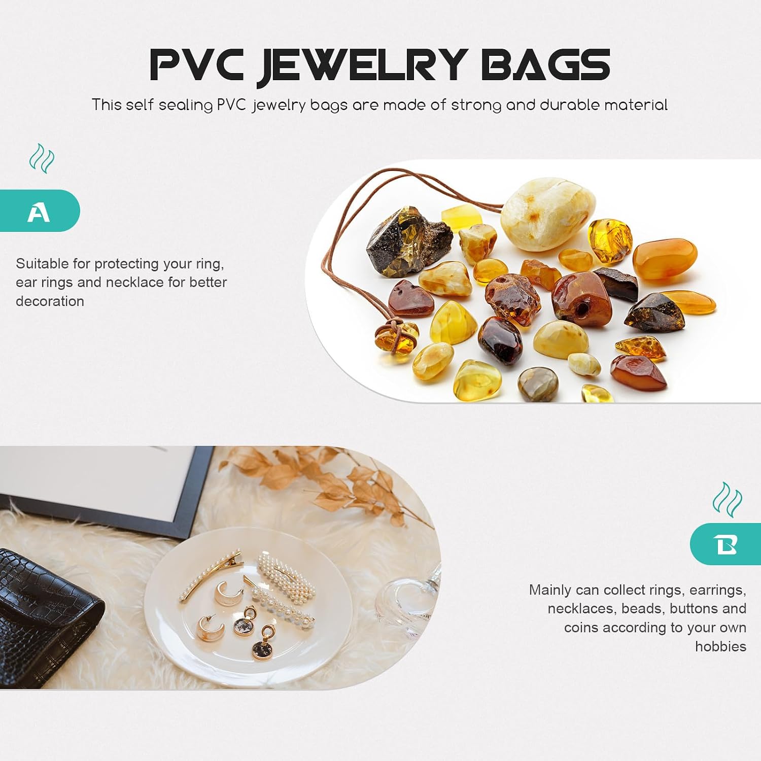 12pcs PVC Zip Jewelry Bags for Earrings and Rings Travel image 4