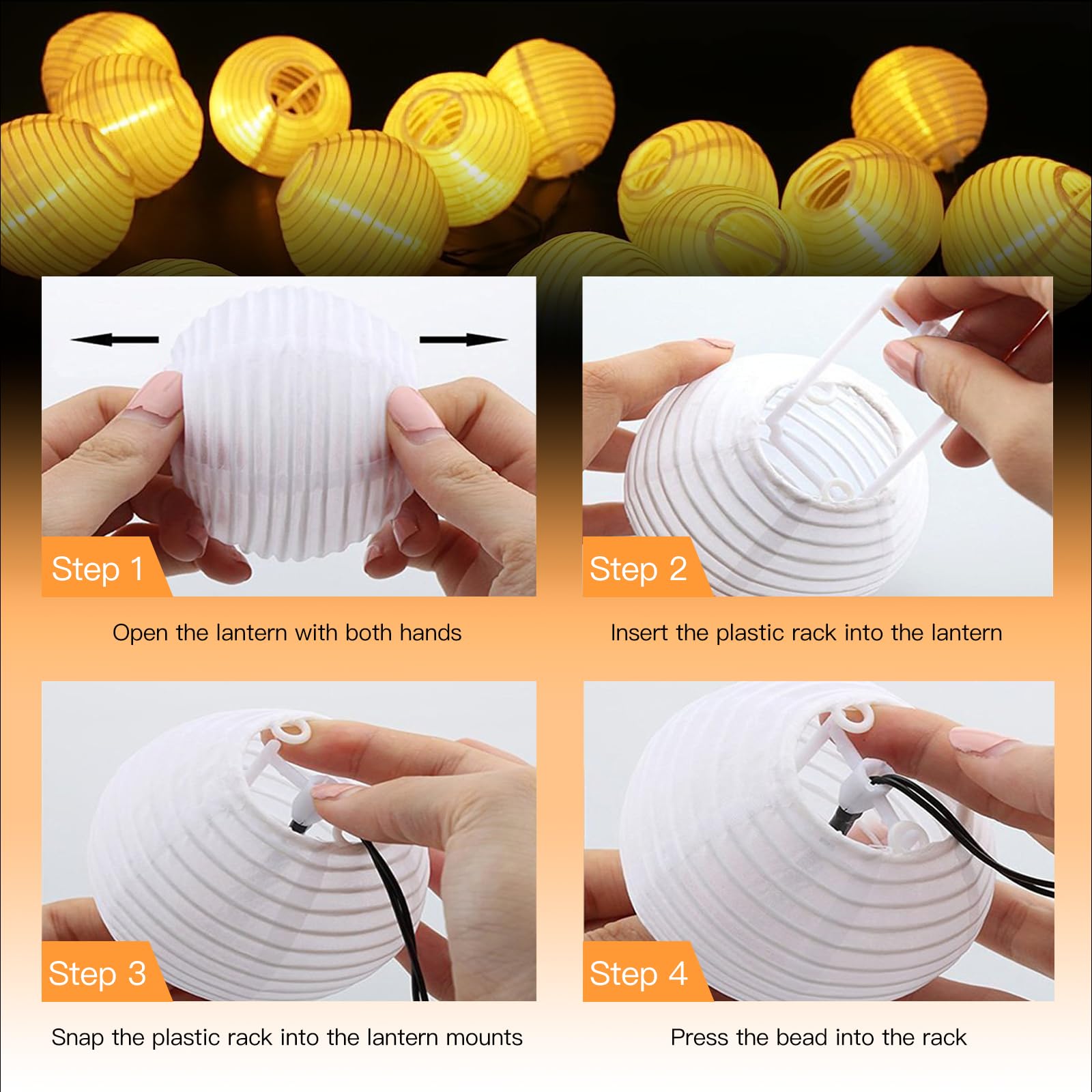LED Fairy Lights Lanterns Outdoor Solar 6.5 m 30 LED Lanterns 8 Modes Waterproof Solar Lighting Solar Fairy Lights Outdoor for Garden Yard - Image 3