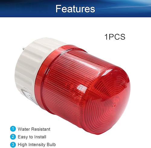 Miniatura 3 de Bettomshin 1 bombilla giratoria de advertencia de 90 dB, 110 V CC 2 W, torre de señal industrial con zumbador, lámpara indicadora de alarma para