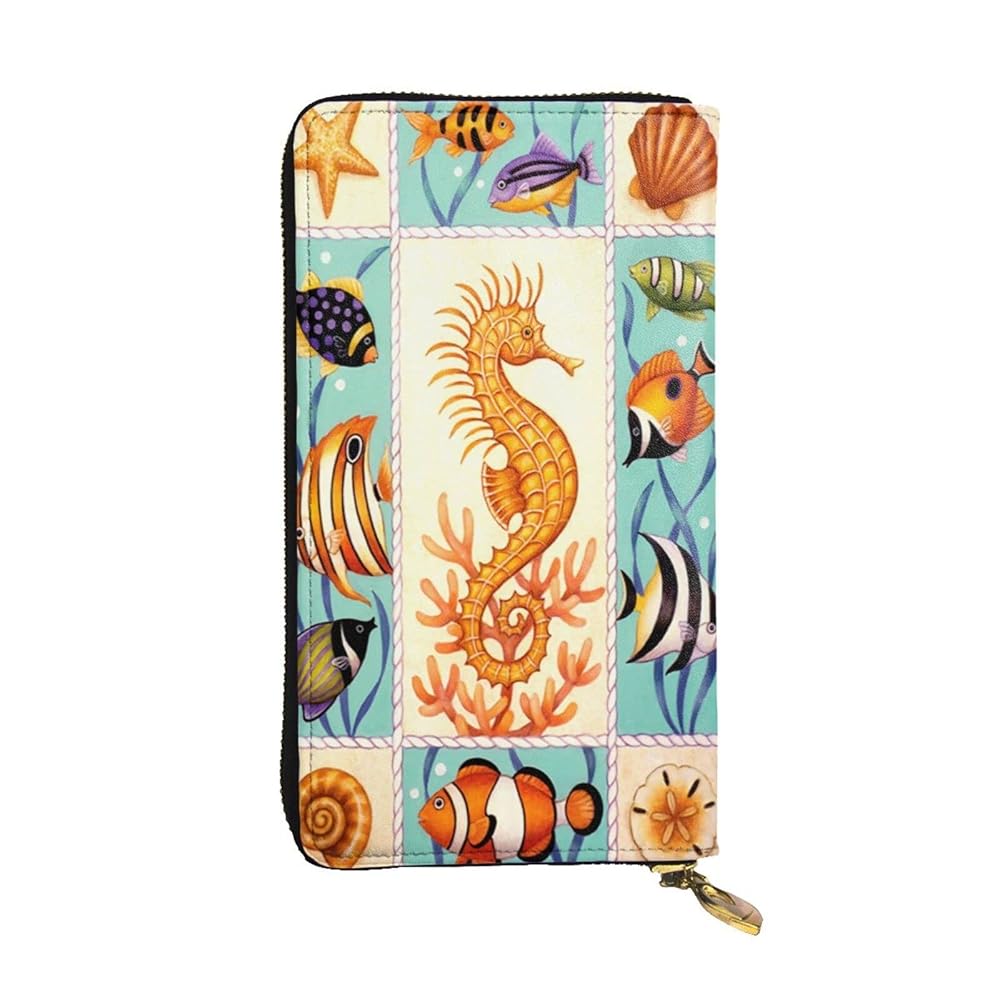 Amazon | [RFSHOP] 長財布 タツノオトシゴと魚 魚柄 さかな