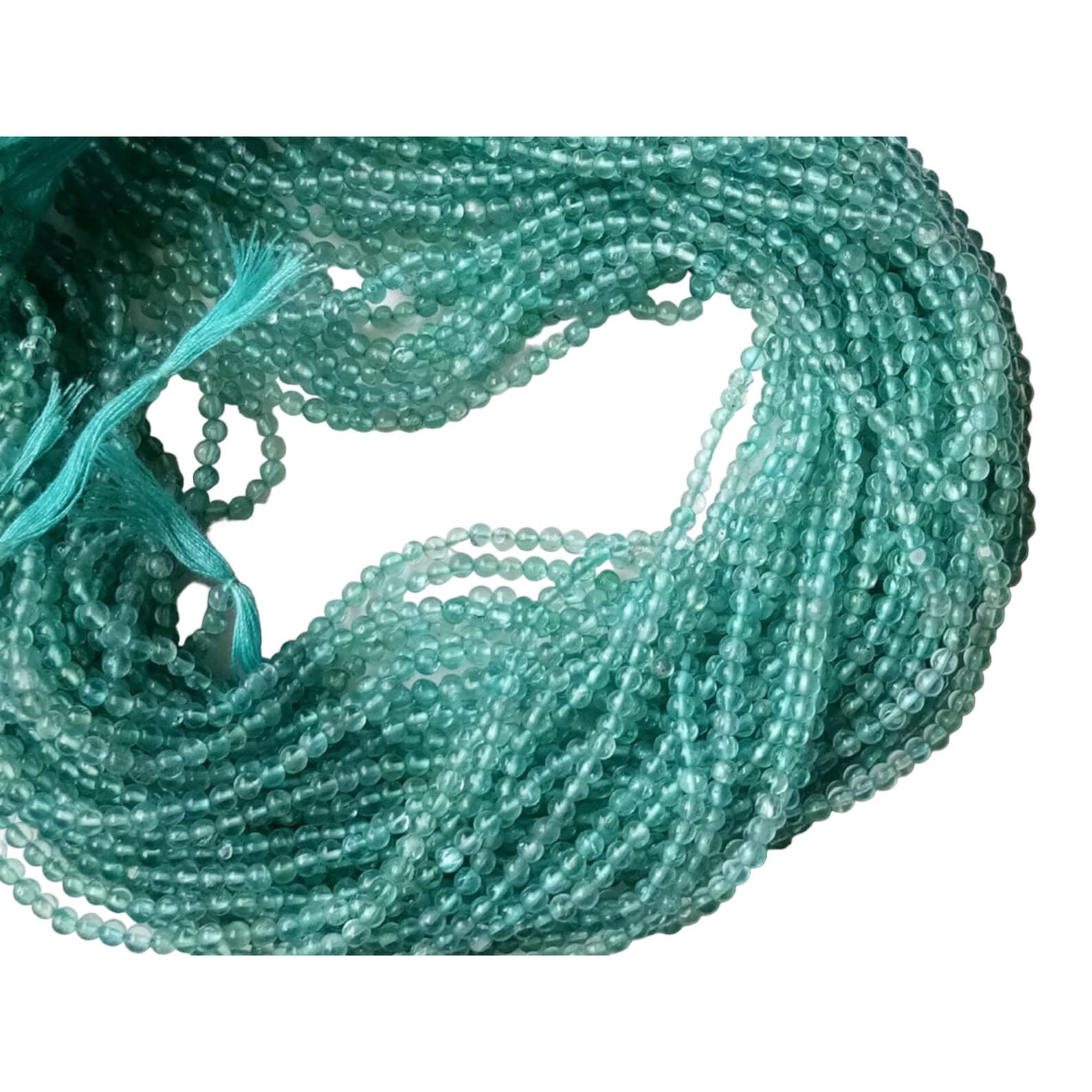 Perles rondes en apatite bleu ciel naturel de 2,5 mm pour la création de collier de 13 pouces