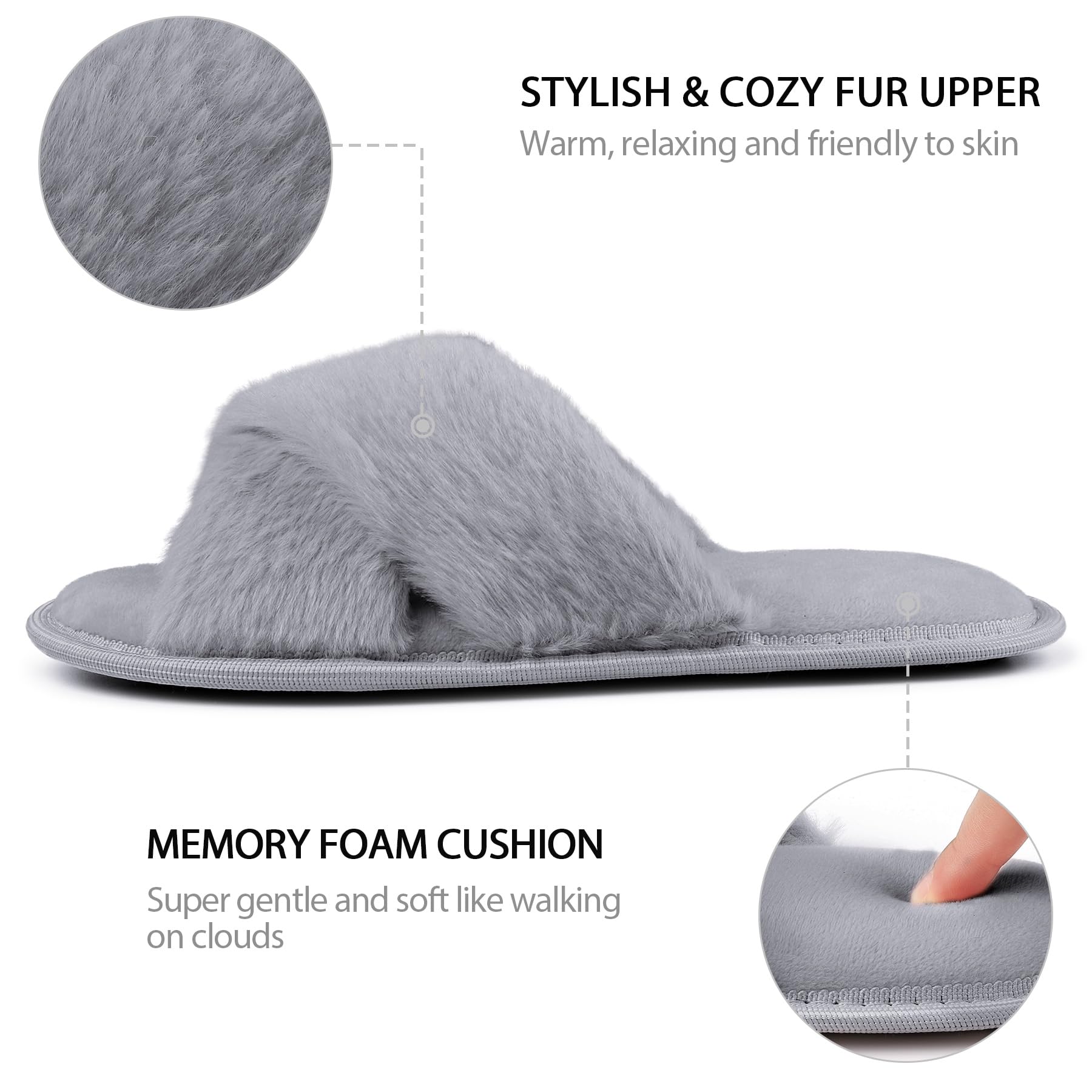 riemot Pantofole Donna in Memory Foam Ciabatte Invernali da Casa Calde leggere Comode Ciabatte Donna Antiscivolo Ciabatte Pelose Morbide Suola Scarpe Donna Invernali Indoor Outdoor