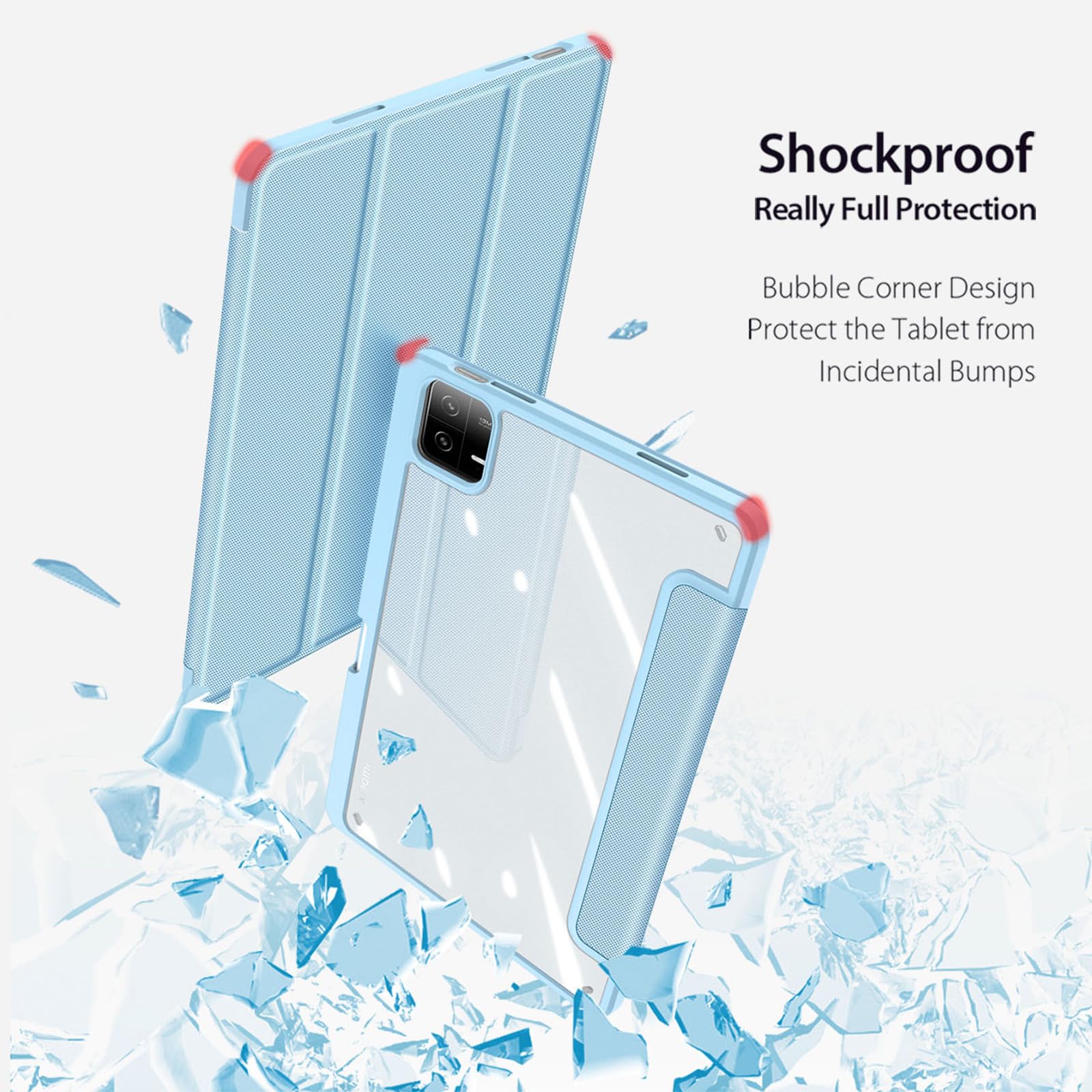 Etui na Xiaomi Pad 6/6 Pro, miękka tylna obudowa TPU z uchwytem na długopis S, automatyczne uśpienia/budzenie, oglądanie pod wieloma kątami, różowe
