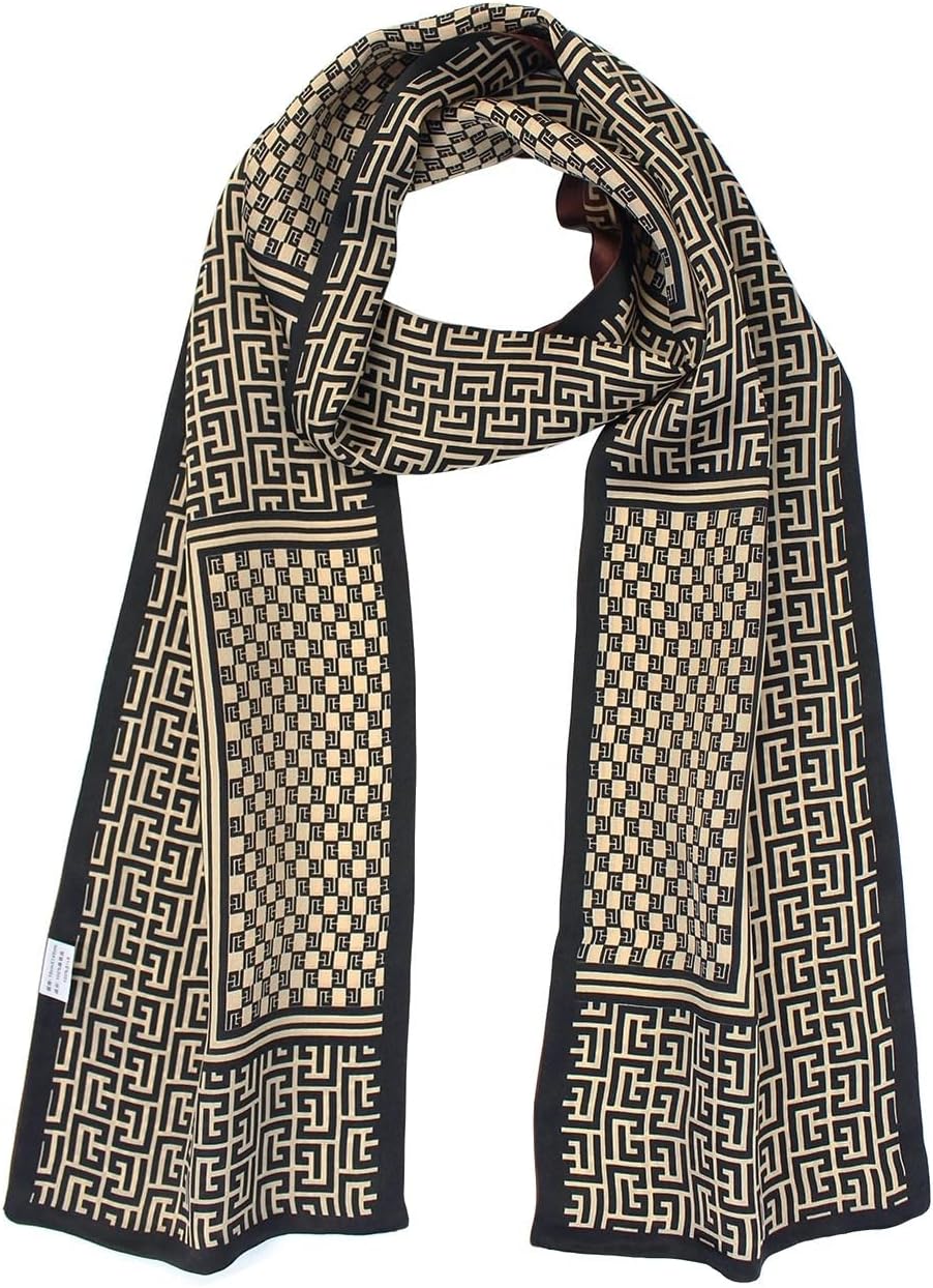 ANDANTINO 100% Silk Scarf for Women 58”*6.3” Long Shawls for Headscarf and Neck- Oblong Hair Wraps with Gift Packed