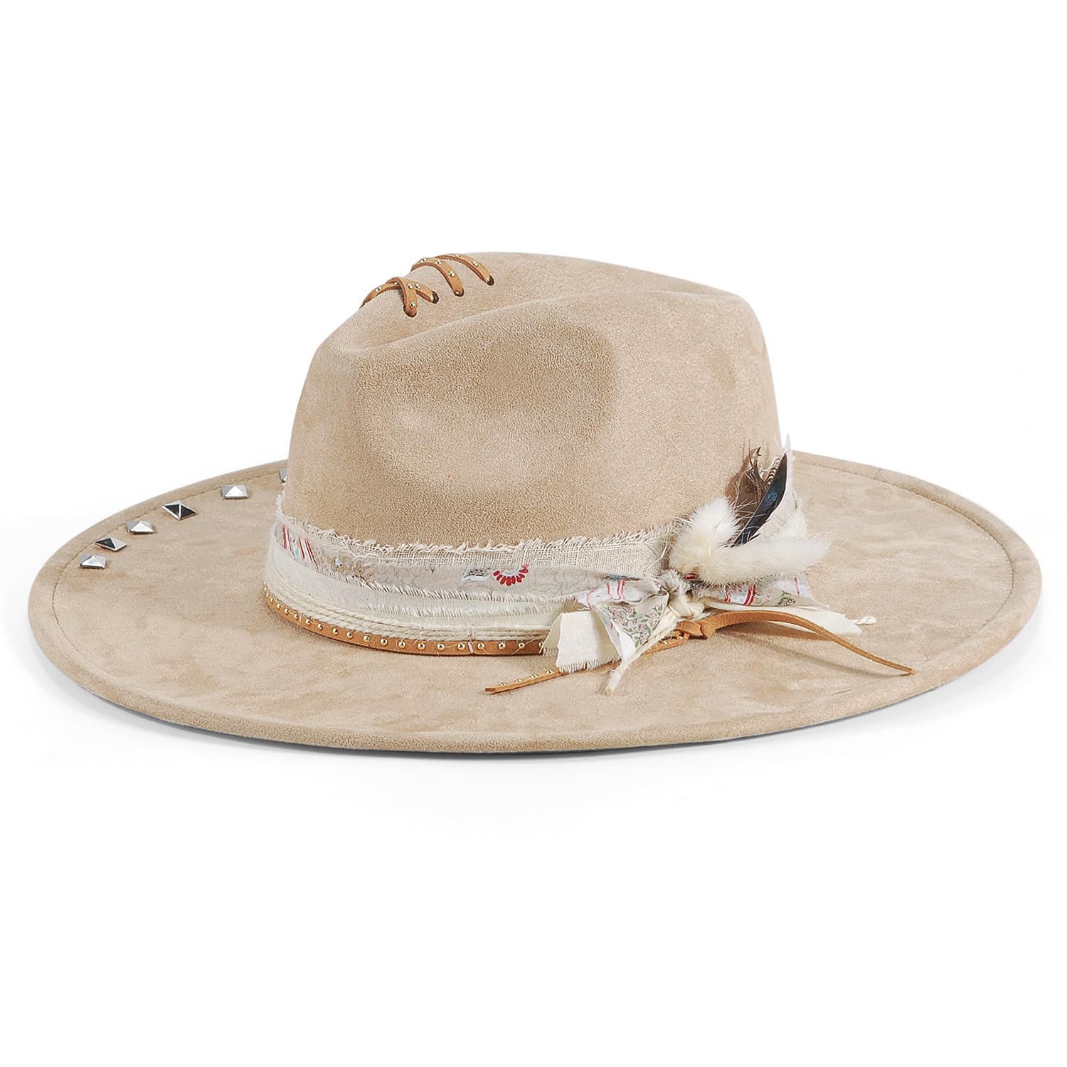 Wide Brim Fedora Hat for Men Women Retro Western Felt Hats
