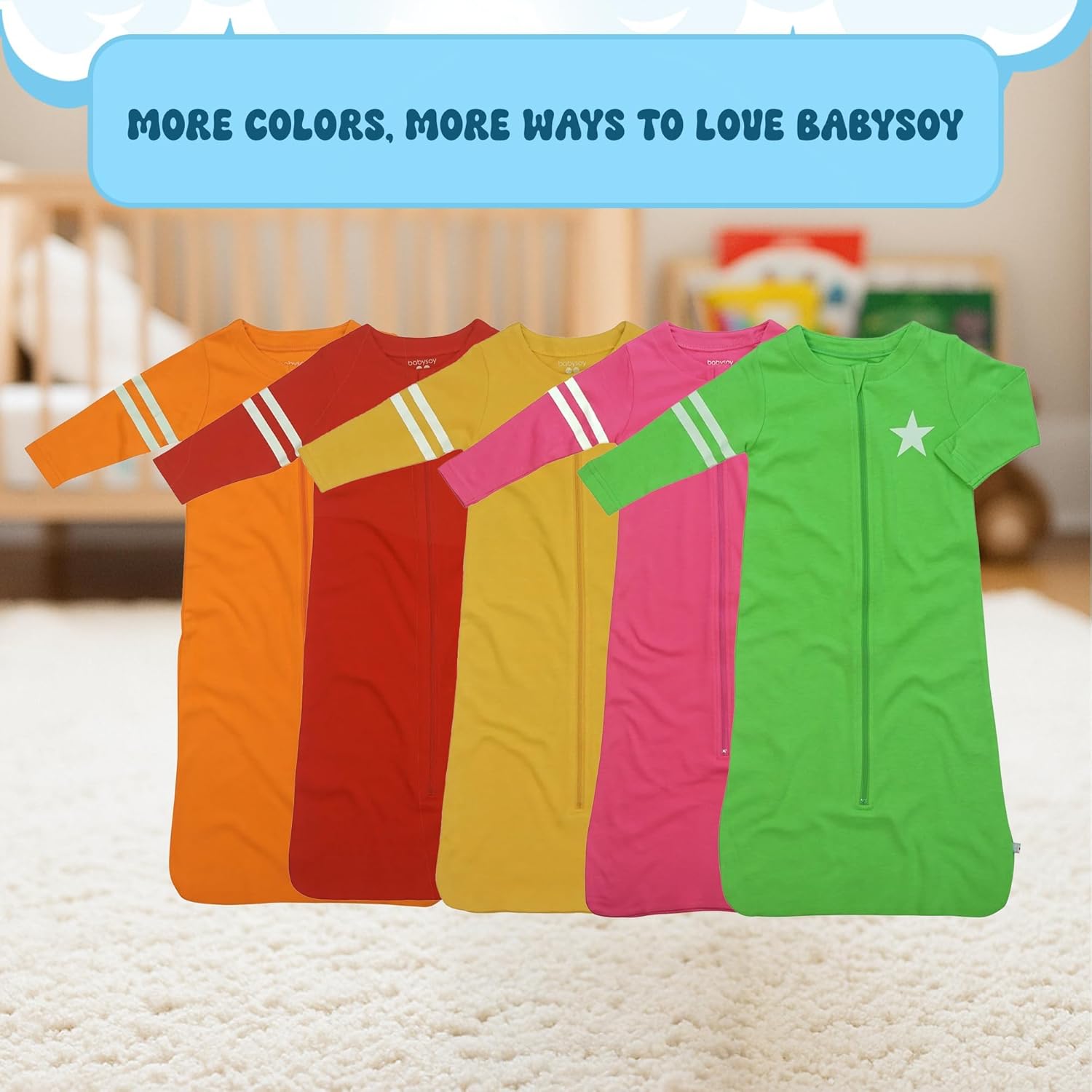 Babysoy Long Sleeve Wearable Blanket Sleep Sack, Infant to Toddler Sleeping Bag, Choose from size 0-24 Months - Image 6