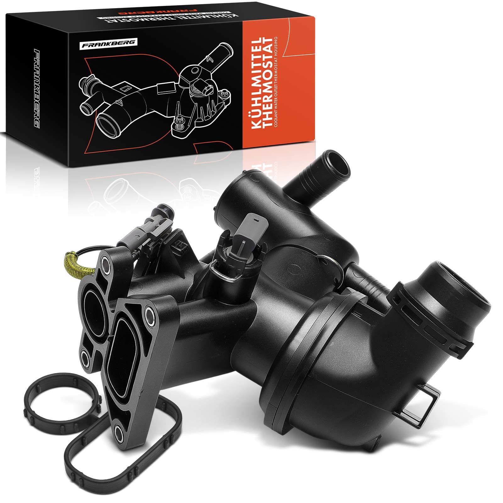 Frankberg Termostato del liquido di raffreddamento 460436 LR105975 | Compatibile con: Discovery Sport L550, Discovery Sport Van L550, R.a.n.g.e R.o.v.e.r Evoque Cabriolet L538