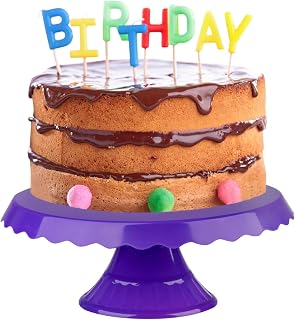 Mirandinha - Slim Plastic Round Purple Cake Stand for Wedding, Birthday Party, Graduation, Celebration - Elegant, Durable, Reusable - Cupcake Stand, Cake Holder, Candy Display, Dessert Tray