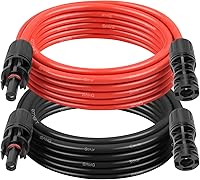 Vista 19 de XRDS -RF Cable de extensión solar 8AWG 3FT paquete de 2 unidades (rojo + negro), cable fotovoltaico con conectores solares macho/hembra, cable