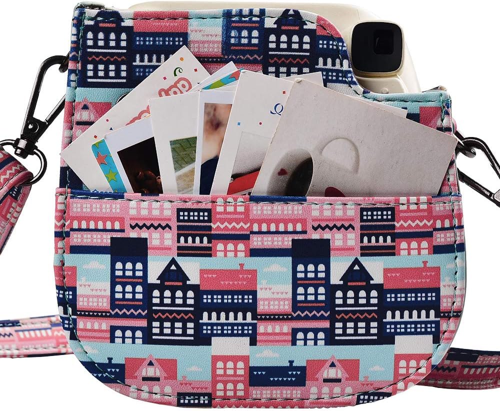 Katia Camera Case Bag Compatible for Fujifilm Instax Mini 11/9/ 8+/ 8 Instant Film Camera with Shoulder Strap and Photo Accessories Pocket - Castle