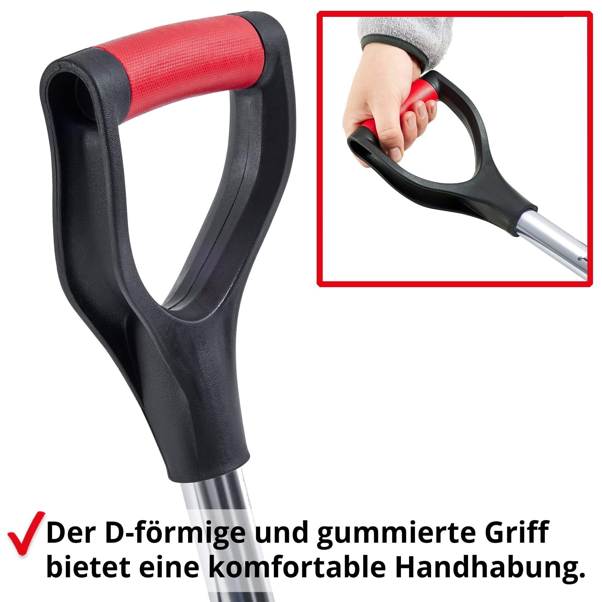 Hecht Profi Schneeschieber - Schneeschaufel mit leichtem Stiel aus Aluminium – 46 cm Metallblatt – Schiebekante – Ideale Schaufel für den Winterdienst – Premium Schneeschieber