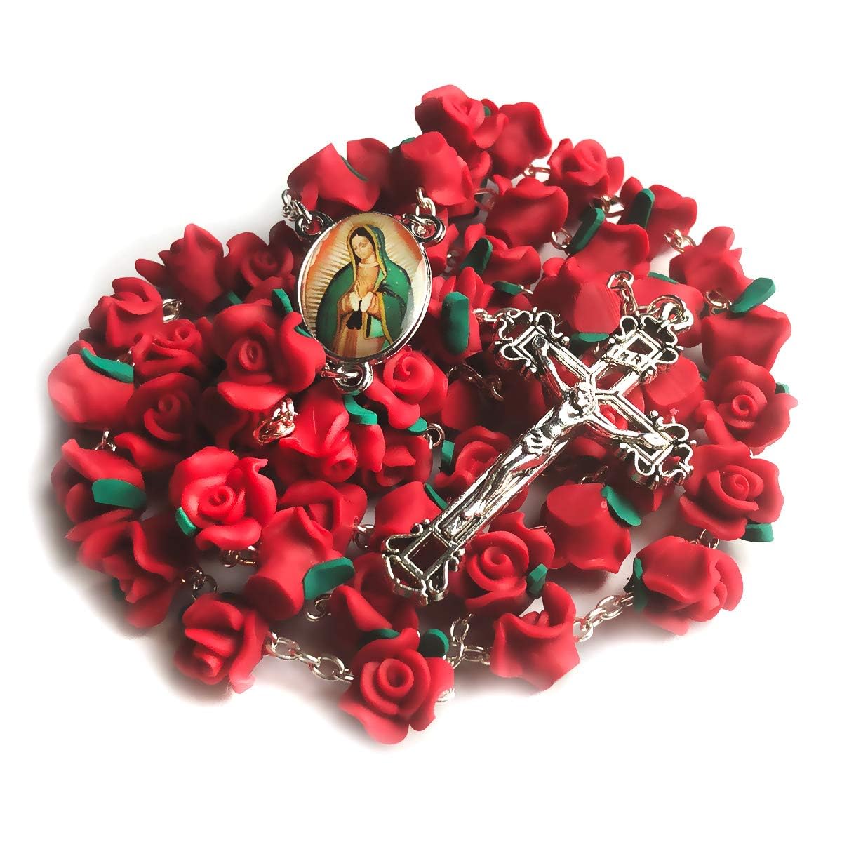 Christian Catholic Red Rose Garden Rosary Beads