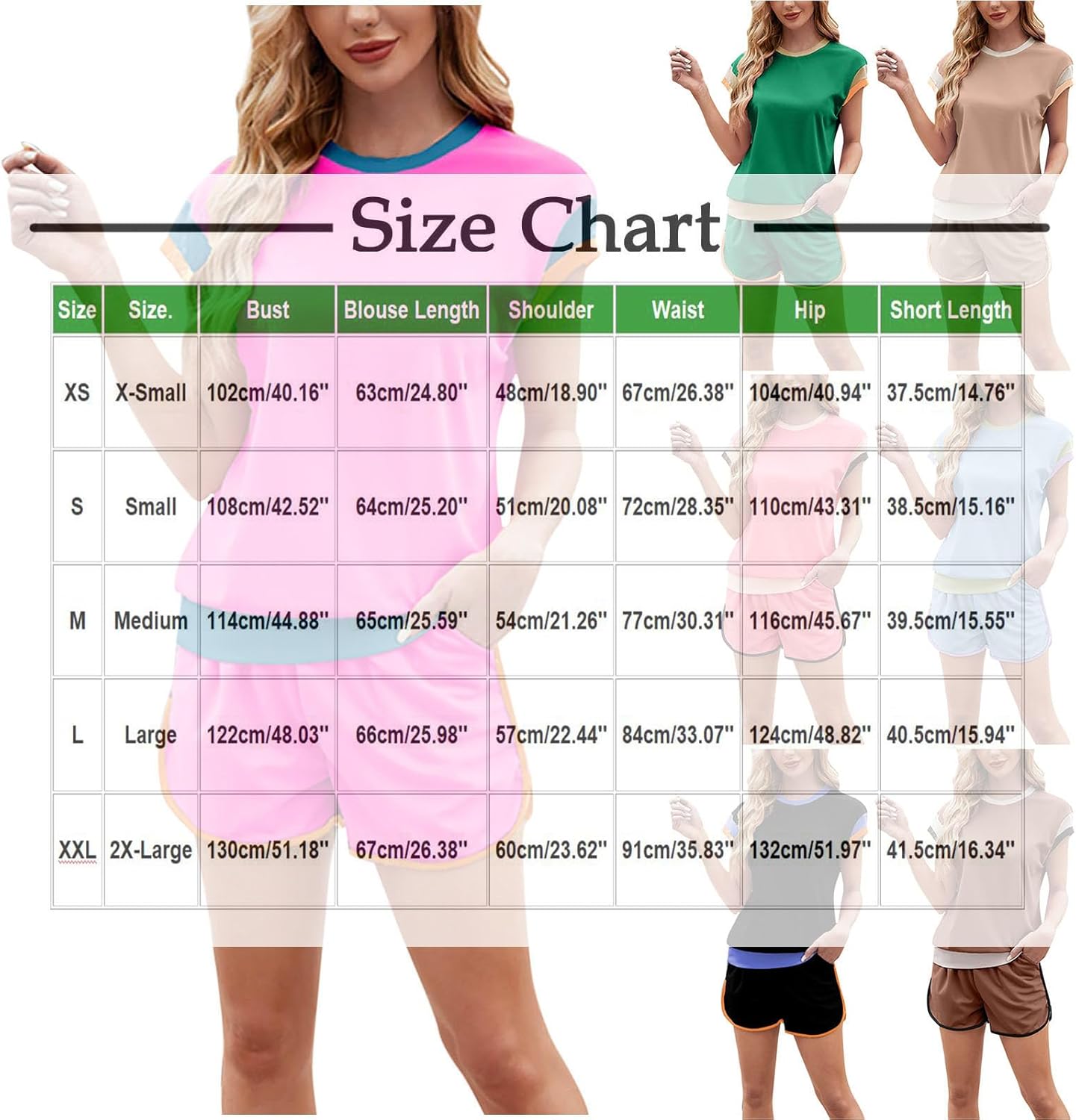 HGps8w Two Piece Shorts Set for Women Summer Sweatsuits Outfits Color Block Casual Short Sleeve Tshirt Workout Lounge Clothes