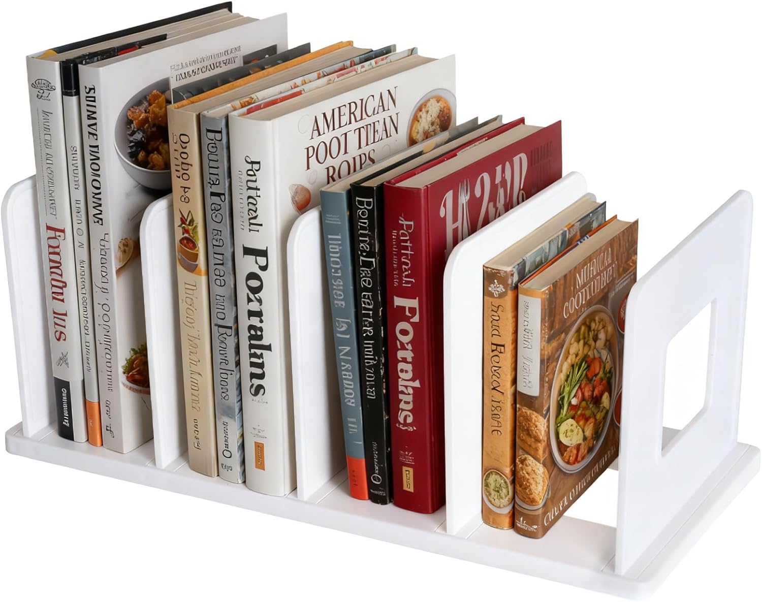 Cookbook Storage, Cook Book Organizer with 4 Slot, Cook Book Stand for Kitchen Counter, Binder Recipe Holder Rack for Desk Countertop Kitchen Storage Shelf
