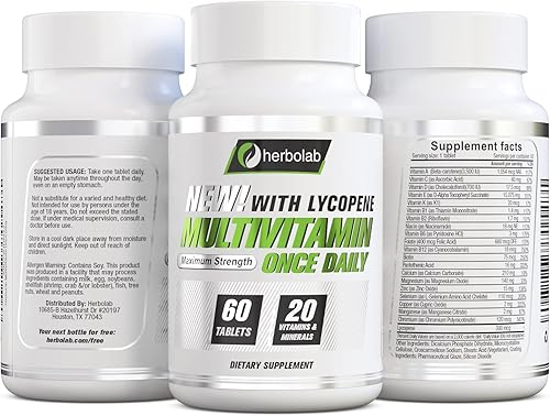 Miniatura 4 de Multivitamínico una vez al día, vitaminas de máxima fuerza A, C, D, E, K, B1, B2, B6, B12, niacina, calcio, magnesio, zinc, selenio, cobre,