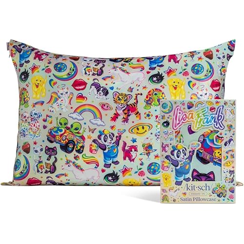 Lisa Frank x Kitsch Satin Pillowcase with Zipper for Hair & Skin - Softer Than Silk Pillow Cases, Cooling Satin Pillow Case, Pillow Cases Standard Size (19x26) - The Fantastic World of Lisa Frank
