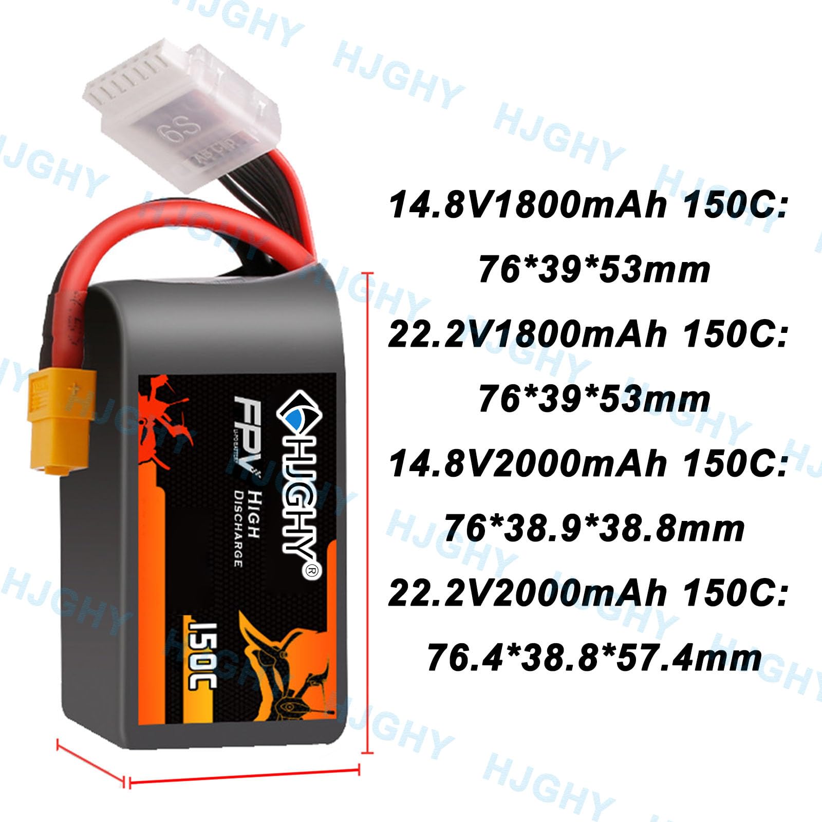 Batteria al Litio da 14,8 V 150 C per droni da Corsa | Batteria al litio per droni da 22,2V 1800 mAh 2000mAh 2200mAh e batteria ai polimeri di litio da 14,8V 4S per droni da corsa.