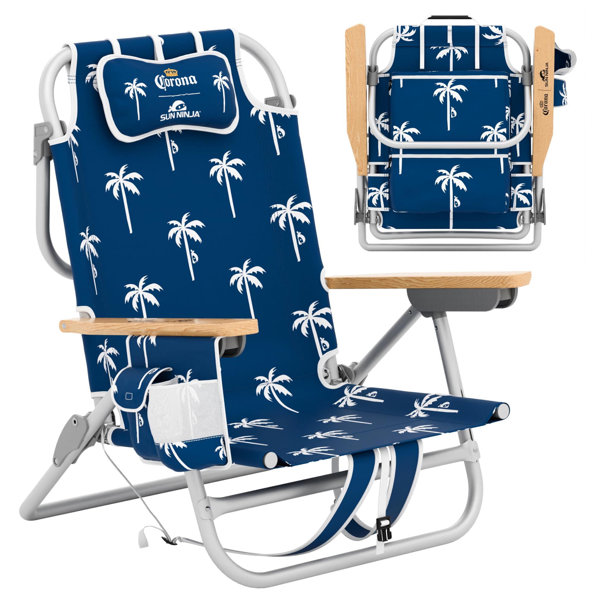 SUN NINJA Limited Edition Corona Portable Beach Chair for Adults, 1pc