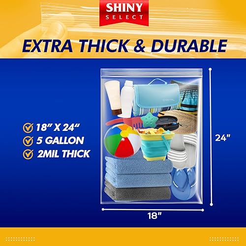 Miniatura 2 de Paquete de 25 bolsas de almacenamiento extra grandes de 5 galones para preparación de alimentos, viajes, organización, mudanza o almacenamiento, 2