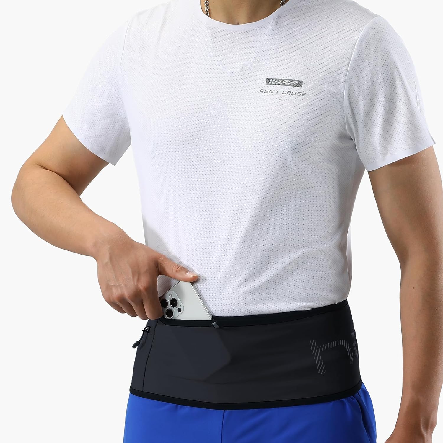 Haimont Light Weight Waist Belt Fanny Pack, Durable Trail Running Storage Belt for Men and Women Quick Hydration, Dark Grey, M