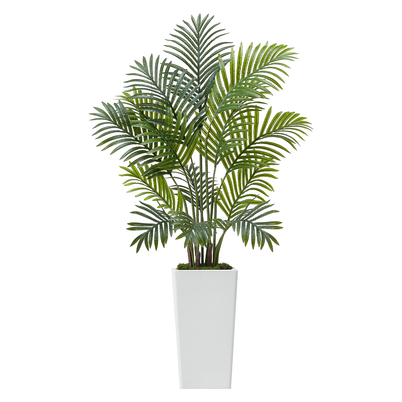 VEVOR Palma Areca Artificiale 1219 mm, Confezione da 2, Pianta Tropicale Finta con Fioriera Bianca Alta, Pianta Finta in Seta da Pavimento in Vaso, Grandi Alberi per Casa, Ufficio, Interno ed Esterno