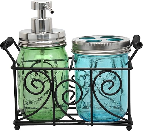 Miniatura 3 de Mason Jar Lifestyle Organizador para tarros Mason de 2 pintas con diseño de remolino y asas de alambre negro