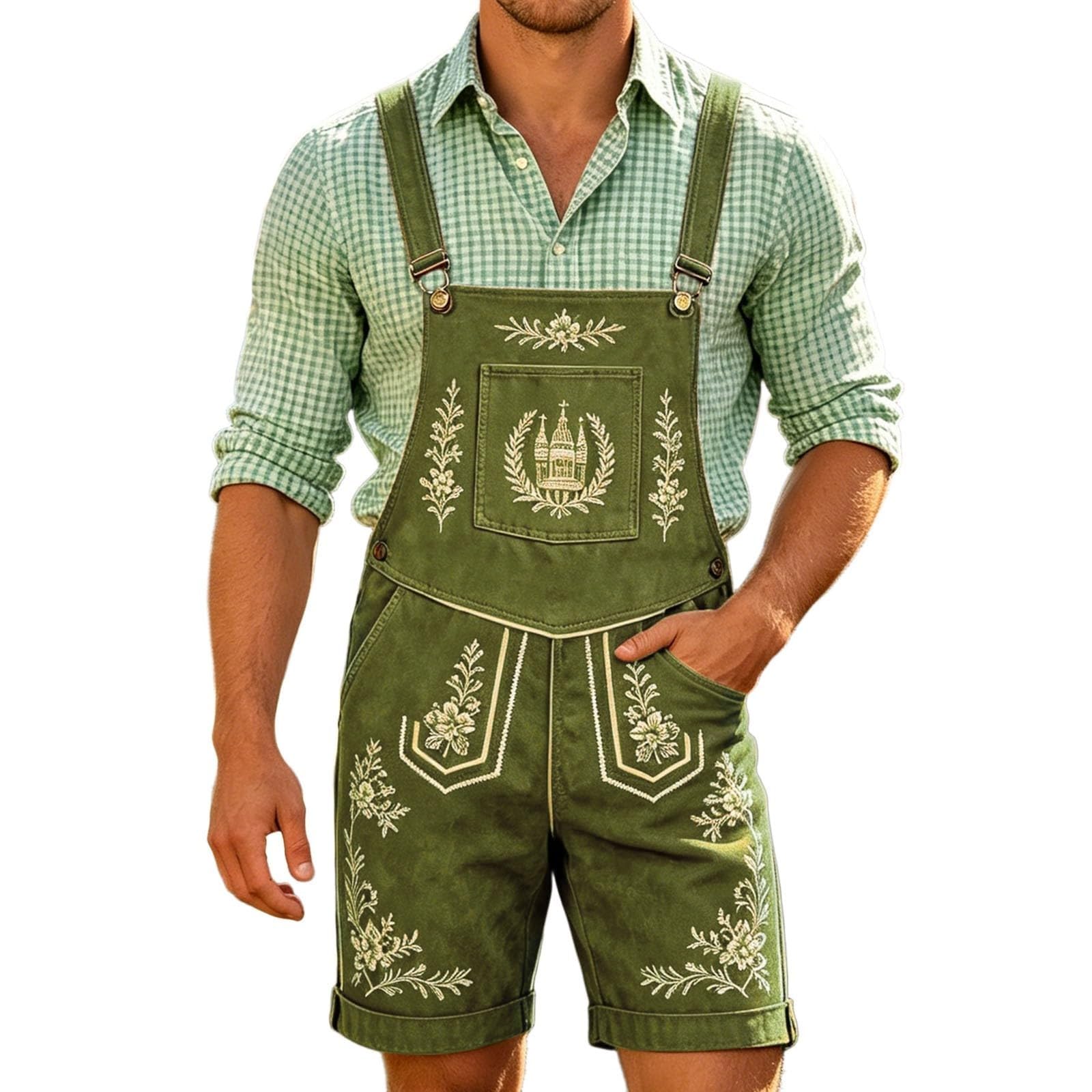 Bib Pants Short pour homme Imprimé rétro : pantalon de travail jambe droite
