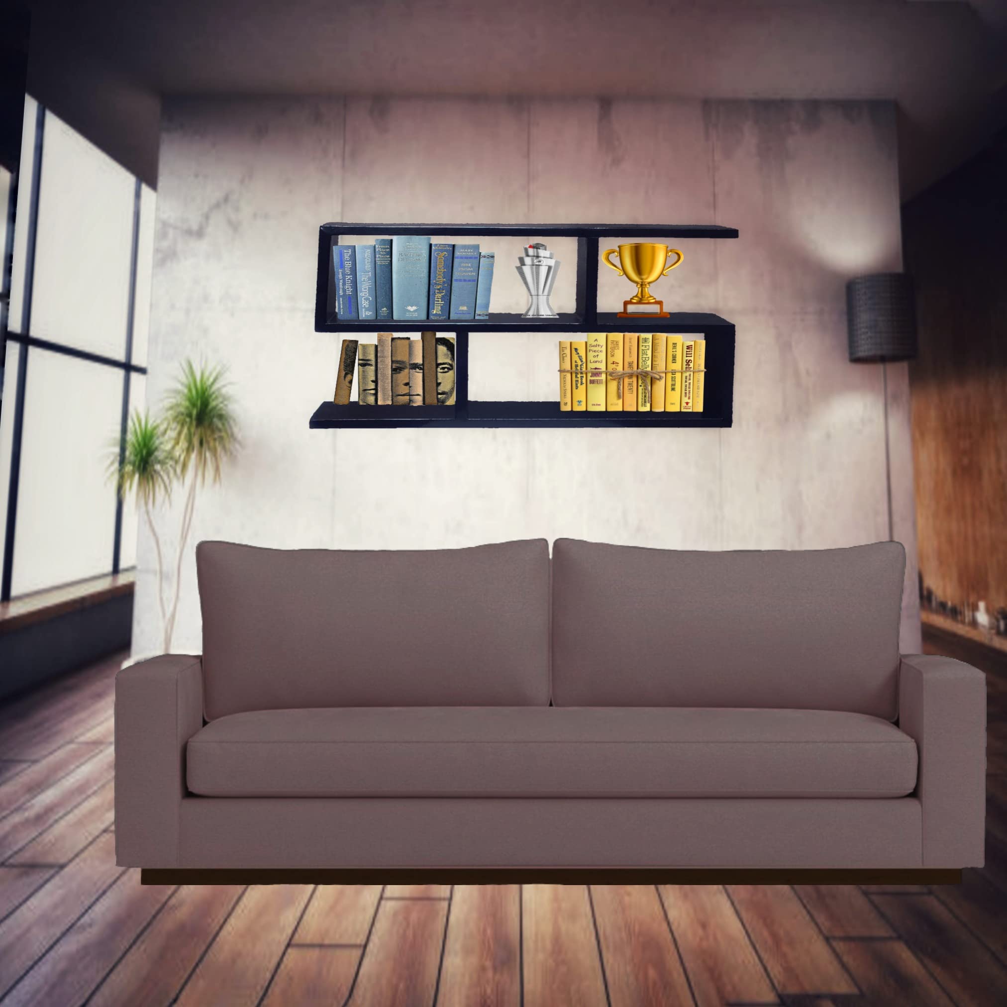 S.N Store S Shape Wall Shelf for Books Antique Items