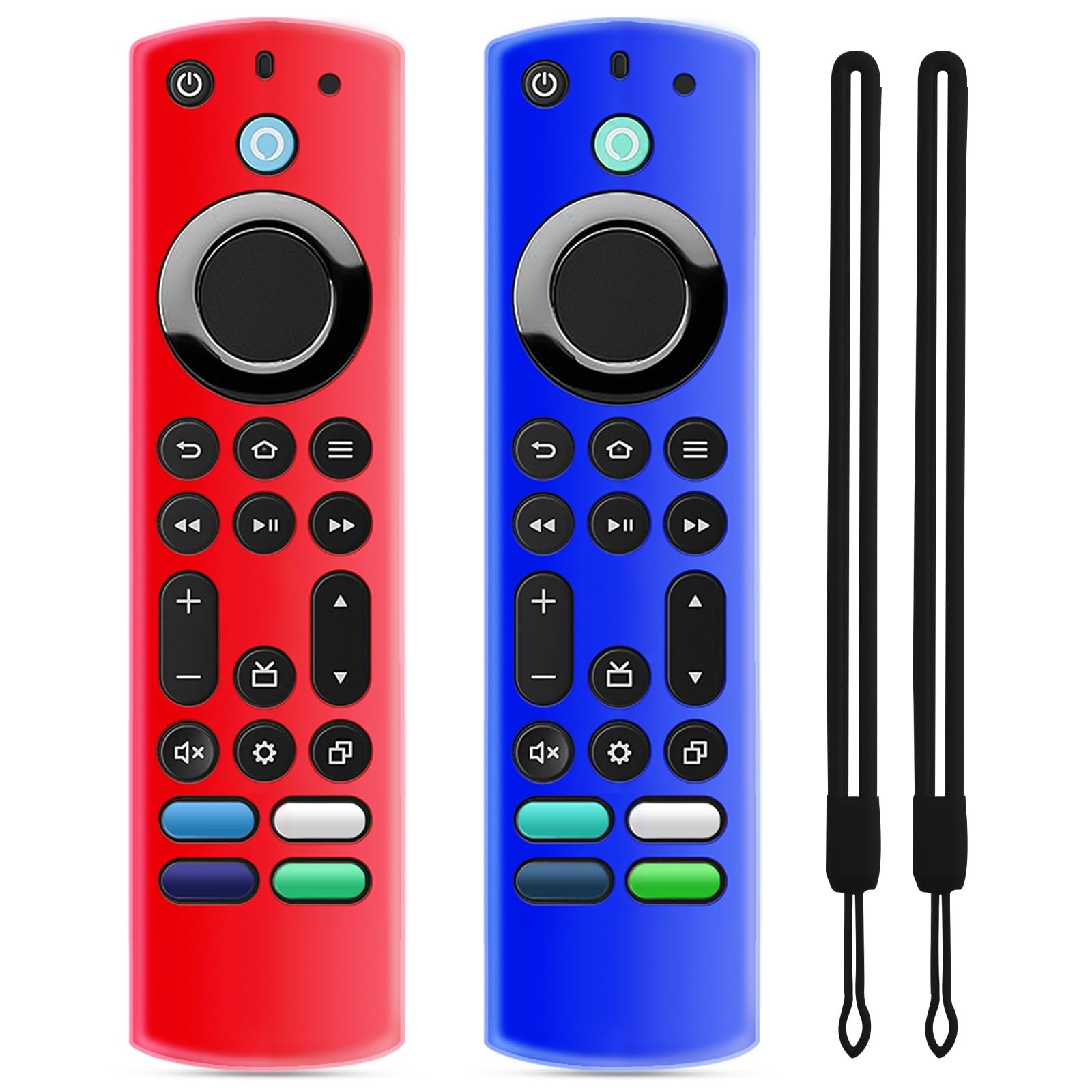 Photo 1 of (2 Pack) ONEBOM Silicone TV Remote Cover, (6.2 Inch*1.5 Inch) Glow in The Dark, Anti Slip Silicone Protective Case with Lanyard(Red&Deep Blue)