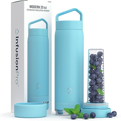 Miniatura 9 de Infusion Pro Botella de agua con infusor de frutas con tapa de popote (32 onzas) de acero inoxidable aislado al vacío libro electrónico de infusión