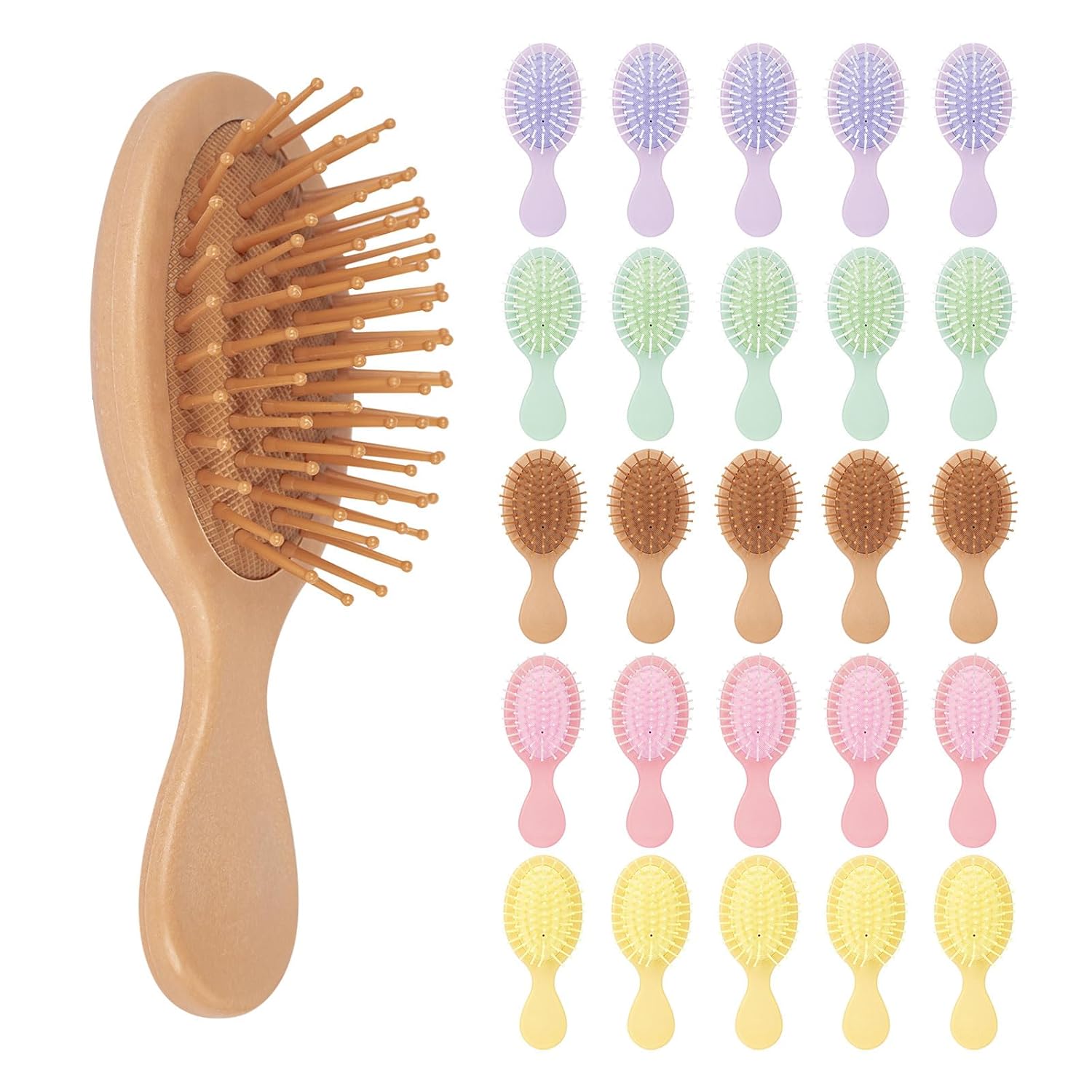 Mini Hair Brush Set 50-Pack - Travel Detangling Brushes for All Hair Types, Portable Pocket-Size Combs with Scalp Massage, Colorful Gift Set for Women